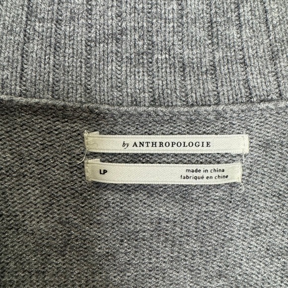 Anthropologie Cowl Neck Sweater Size Large Petite Gray‎ Relaxed Cozy Minimalist - Picture 10 of 12